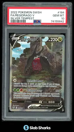 2022 POKEMON SWORD & SHIELD SILVER TEMPEST 184/195 REGIDRAGO V ULTRA RARE PSA 10 - Image 1