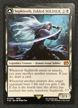 Magic the Gathering Final Fantasy Sephiroth Fabled Soldier #115 Mythic Card - Image 1