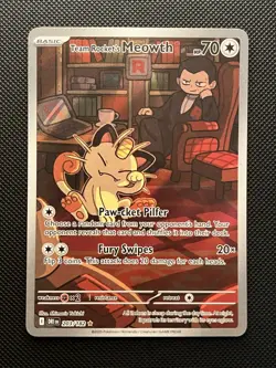 Team Rockets Meowth Card 203/182 Destined Rivals Illustration Rare ENGLISH NM - Image 1