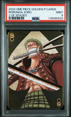 2024 ONE PIECE GOLDEN PLAYING CARDS THE STRAW HAT CREW RORONOA ZORO PSA 9 - Image 1