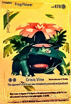 Frog Flower HP 478 Crisis Vine Gold Fan Art Pokemon Card - Image 1