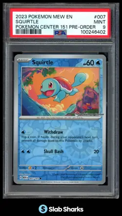 2023 POKEMON MEW EN #007/165 SQUIRTLE POKEMON CENTER 151 PRE-ORDER PSA 9 - Image 1