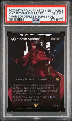 2025 MTG FINAL FANTASY SURGE FOIL #0528 GALIAN BEAST/VINCENT VALENTINE PSA 10 - Image 1