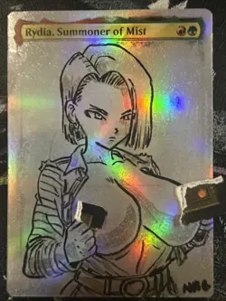 MTG Altered Art Anime Android 18 DBZ Foil Hand Painted With Video - Image 1