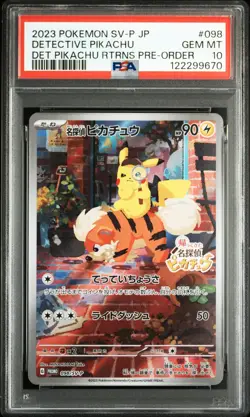 2023 POKEMON JPN SV-P PROMO #098 DETECTIVE PIKACHU PSA 10 - Image 1