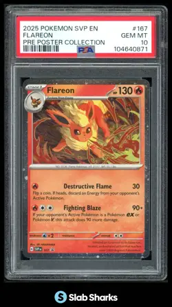 2025 POKEMON SVP EN #167 FLAREON BLACK STAR PROMO PRE POSTER COLLECTION PSA 10 - Image 1