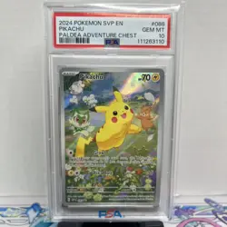 Pikachu #88 PSA 10 2024 Pokemon SV Black Star Promo Adventure Chest - Image 1