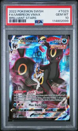 2022 POKEMON SWORD & SHIELD BRILLIANT STARS #TG23 FULL ART/UMBREON VMAX PSA 10 - Image 1