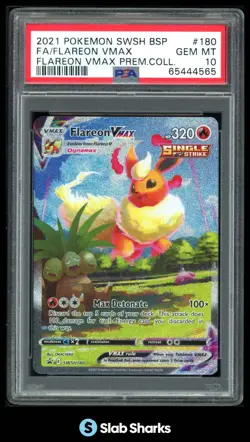 2019 POKEMON SWORD & SHIELD BLACK STAR PROMOS #SWSH180 FLAREON VMAX PSA 10 - Image 1