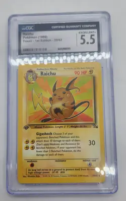 Raichu Pokemon 29/62 Fossil First Edition, CGC Graded 5.5, Non-Holo 1999 Wizards - Image 1
