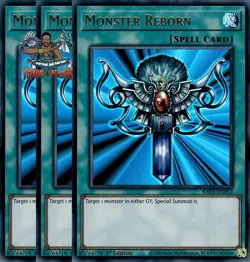 Yugioh! 3x Monster Reborn RA03-EN052 Ultra Rare 1st Ed NM - Image 1