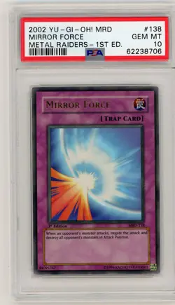 2002 Yu-Gi-Oh! MRD-Metal Raiders Mirror Force 1st Edition #138 PSA 10 Gem Mint - Image 1