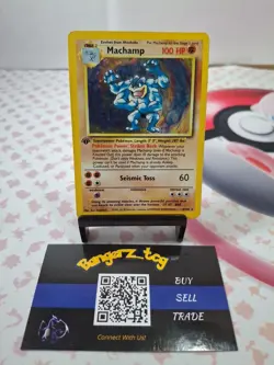 Pokemon TCG Machamp 1st Edition Base Set Card 8/102 Regular Rare Holo Vintage - Image 1