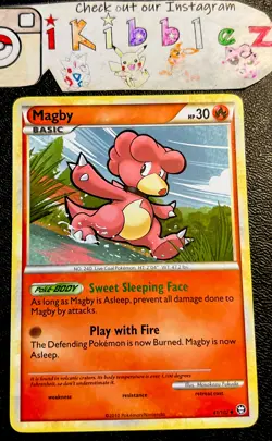 Magby 41/102 LP Non Holo HGSS Triumphant Adorable Fire Baby Pokemon Card! - Image 1