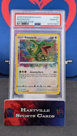 Pokemon Rayquaza Amazing Rare Card PSA 10 Vivid Voltage 138/185 English - Image 1