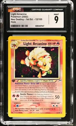 CGC 9 MINT Light Arcanine 2002 Neo Destiny 1st Edition 12/105 Holo Pokemon Card - Image 1