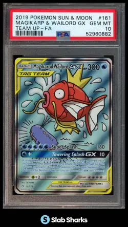 2019 POKEMON SM TEAM UP #161/181 MAGIKARP WAILORD GX TAG TEAM FULL ART PSA 10 - Image 1