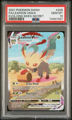 2021 POKEMON SWORD & SHIELD EVOLVING SKIES ALT ART LEAFEON VMAX 205 PSA 10 - Image 1