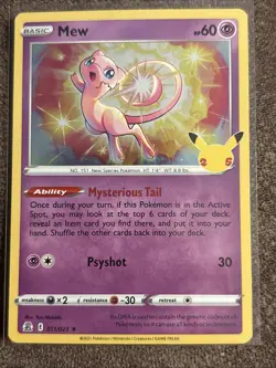 Pokemon TCG Mew 011/025 Holo 25th Anniversary Celebrations NM - Image 1