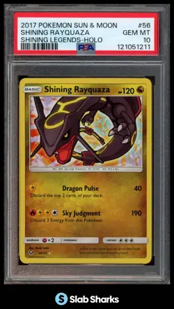 2017 POKEMON SUN & MOON SHINING LEGENDS #56/73 SHINING RAYQUAZA HOLO PSA 10 - Image 1