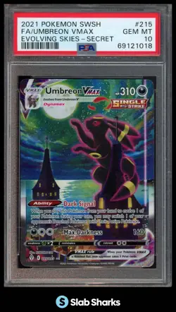 2021 POKEMON EVOLVING SKIES #215/203 UMBREON VMAX FULL ART SECRET RARE PSA 10 - Image 1