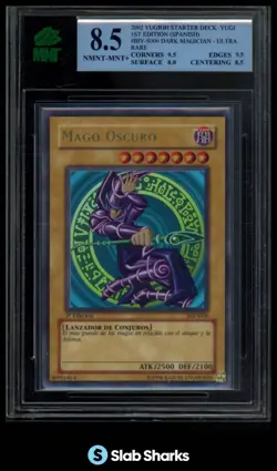 2002 YU-GI-OH YUGI 1ST ED. (SPANISH) #BIY-S006 DARK MAGICIAN ULTRA RARE MNT 8.5 - Image 1