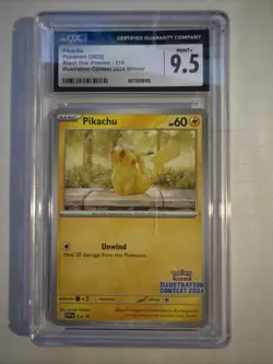 CGC MINT+ 9.5 Pikachu Pokemon Card #214 Black Star Promo Illustration Contest - Image 1