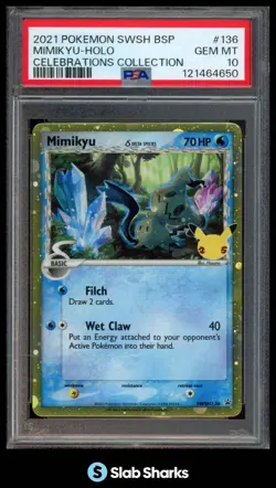 2021 POKEMON SWSH BLACK STAR PROMOS #SWSH136 MIMIKYU HOLO CELEBRATIONS PSA 10 - Image 1