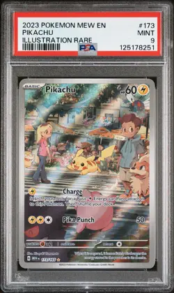 2023 POKEMON SV 151 - MEW EN #173/165 PIKACHU ILLUSTRATION RARE PSA 9 - Image 1