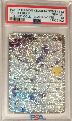 2021 Pokemon Celebrations Classic Collection PSA 10 Reshiram Full Art Holo #113 - Image 1