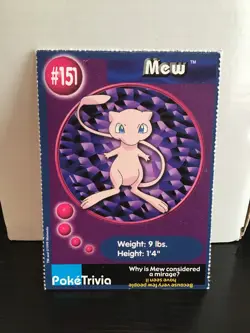 Mew #151 Pokemon Burger King Promo PokeTrivia - Image 1