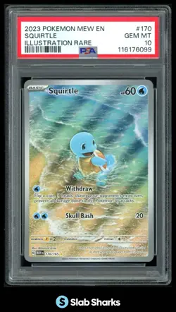 2023 POKEMON SV 151 - MEW EN #170/165 SQUIRTLE ILLUSTRATION RARE PSA 10 - Image 1