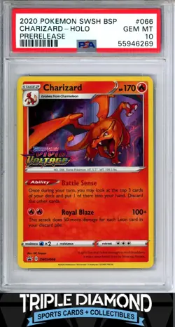 2020 Pokemon Vivid Voltage BSP #066 Prerelease Charizard Holo Stamp PSA 10 J615 - Image 1
