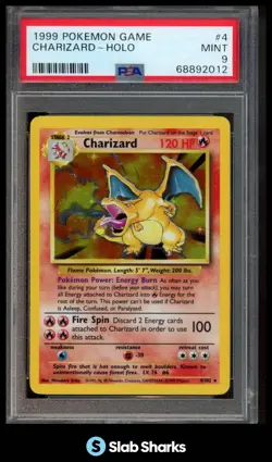 1999 POKEMON BASE SET UNLIMITED #4/102 CHARIZARD RARE HOLO PSA 9 - Image 1