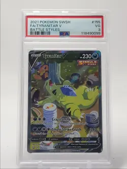 TYRANITAR V 2021 POKEMON BATTLE STYLES SINGLE STRIKE ULTRA RARE PSA 3 Q5686 - Image 1