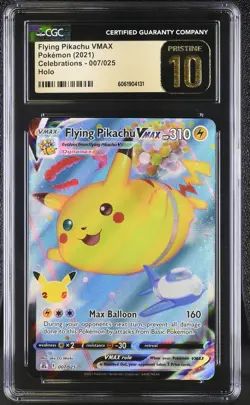 CGC Pristine 10 Flying Pikachu VMAX 007/025 Pokemon Celebrations 2021 Slab - Image 1