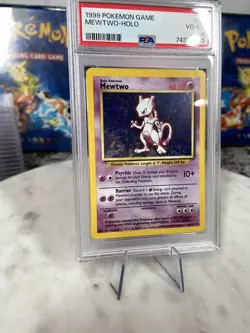 1999 Pokemon Base Unlimited MEWTWO #10 Holo PSA 4 VG-EX - Image 1
