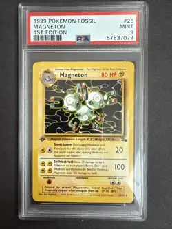 1999 Pokemon TCG Fossil 1st Edition Magneton Non-Holo Card PSA 9 - Image 1