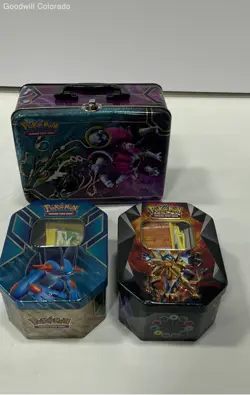 5LB Bulk Lot of Assorted Pokemon Trading Cards in Tin Containers - Image 5