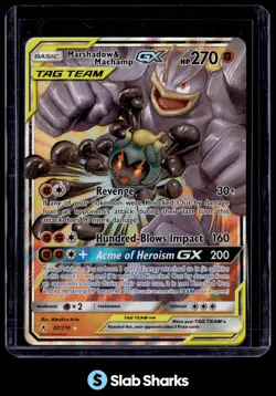 2019 POKEMON SUN & MOON UNBROKEN BONDS #82/214 MARSHADOW & MACHAMP GX TAG TEAM - Image 1