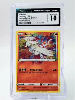 RESHIRAM 2021 POKEMON SWSH SHINING FATES AMAZING RARE DAMAGE CGC 10 Q1282 - Image 1