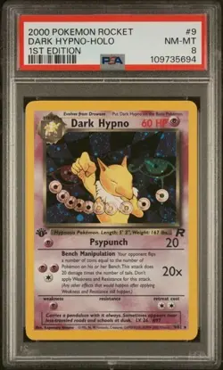 2000 Pokemon Dark Hypno #9 Holo English 1st First Edition Rocket PSA 8 NM-M - Image 1