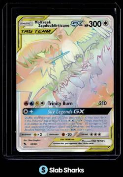 2019 POKEMON SUN MOON HIDDEN FATES 69/68 MOLTRES & ZAPDOS & ARTICUNO GX TAG TEAM - Image 1