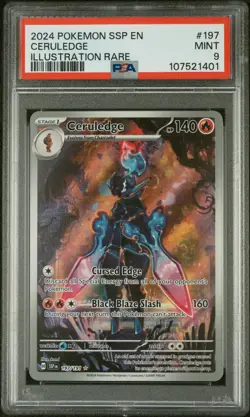 2024 POKEMON SSP EN-SURGING SPARKS ILLUSTRATION RARE #197 CERULEDGE PSA 9 - Image 1