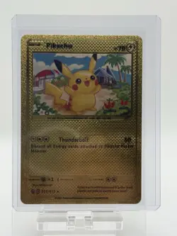 Pikachu Gold Foil Pokemon Fan Art Display Card HP70 - Image 1