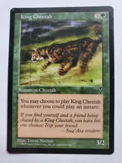 MTG Magic The Gathering Card King Cheetah Summon Cheetah Green V Visions 1996 - Image 1