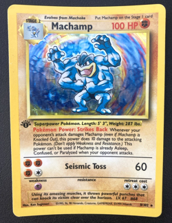 Pokemon Machamp 8/102 Base Set 1st Edition Holo Card - LP Shadowed - WotC TCG - Image 1