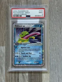 2005 Pokemon EX Unseen Forces Politoed ex Holo #107 PSA 9 Mint Tongue Swirl - Image 1