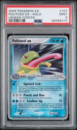 2005 Pokemon EX Unseen Forces Politoed ex Holo #107 PSA 9 Mint Tongue Swirl - Image 3