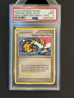 Pokemon 2006 Tropical Tidal Wave Stamped Top Thirty Two T32 Worlds Promo PSA 9 - Image 1